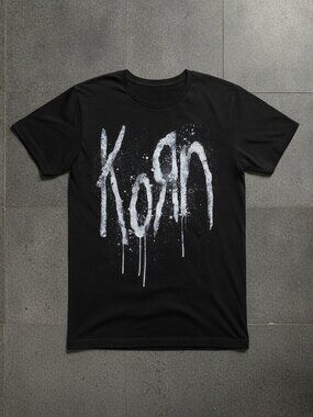 Korn Graffiti Logo T-Shirt Vintage Nu Metal Band Tee Black Graphic Shirt Unisex